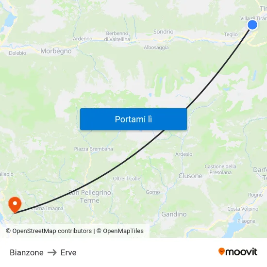 Bianzone to Erve map