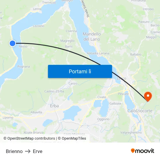 Brienno to Erve map