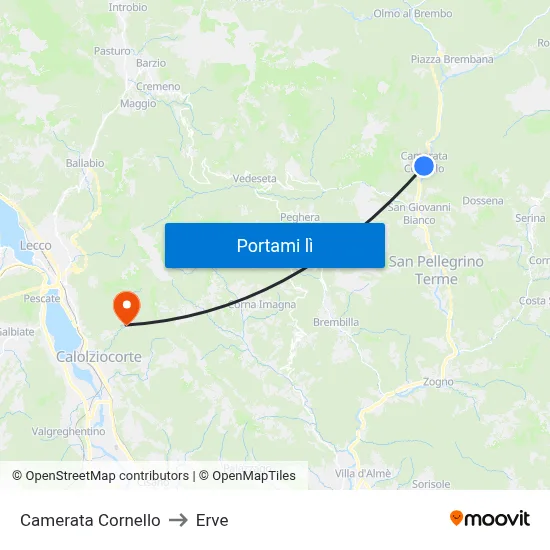Camerata Cornello to Erve map