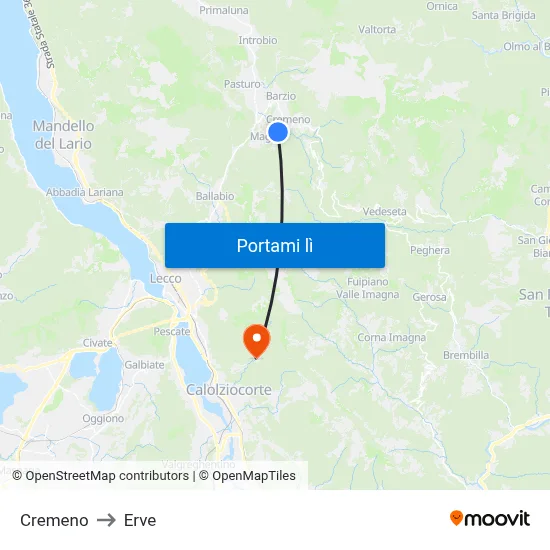 Cremeno to Erve map