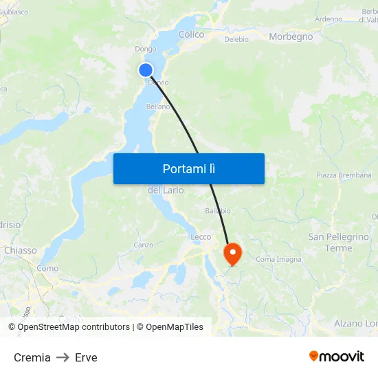 Cremia to Erve map