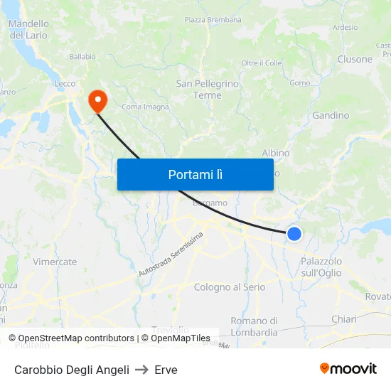 Carobbio Degli Angeli to Erve map