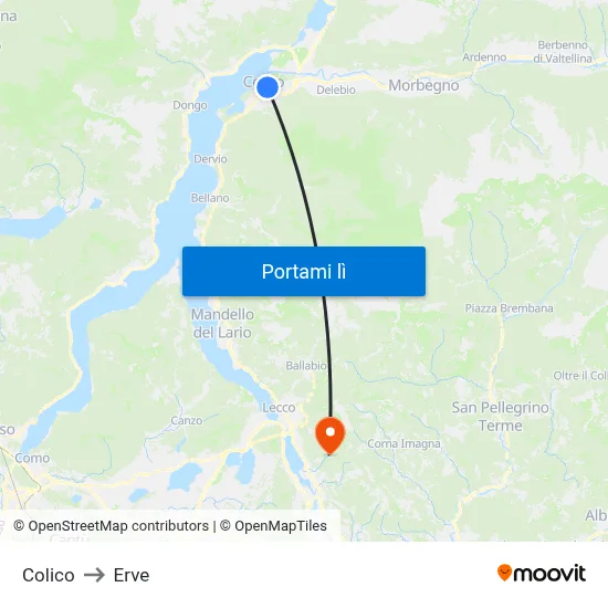 Colico to Erve map