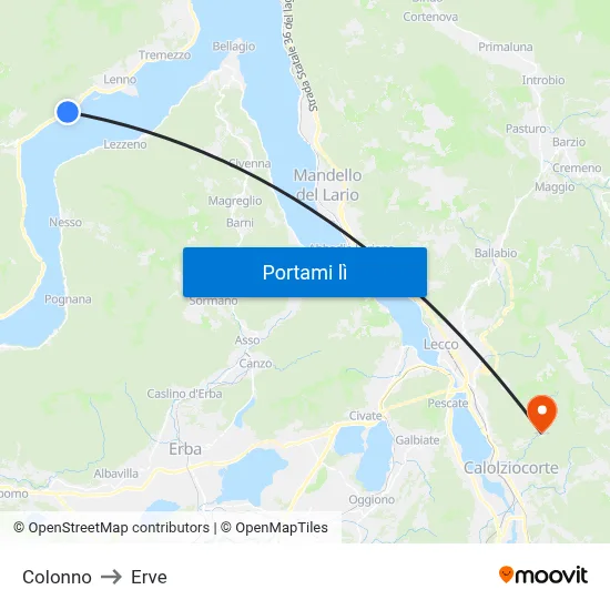 Colonno to Erve map