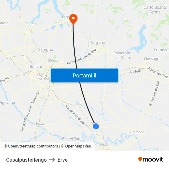 Casalpusterlengo to Erve map