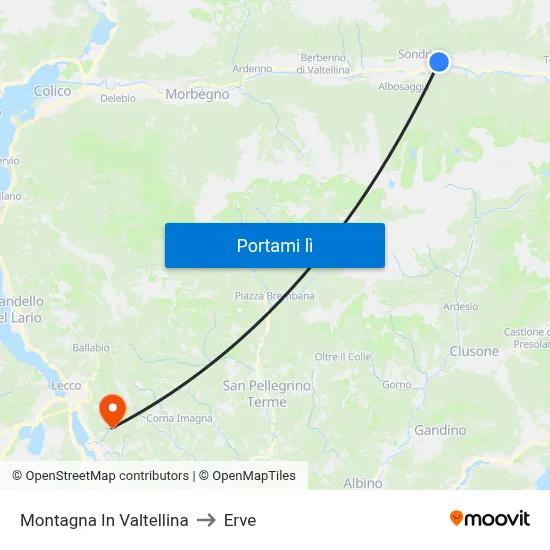 Montagna In Valtellina to Erve map
