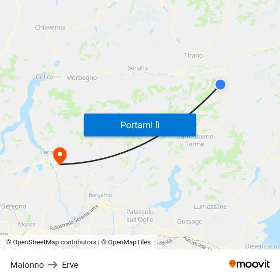 Malonno to Erve map