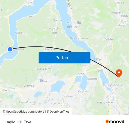 Laglio to Erve map