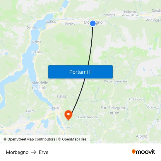 Morbegno to Erve map