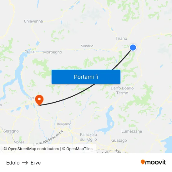 Edolo to Erve map