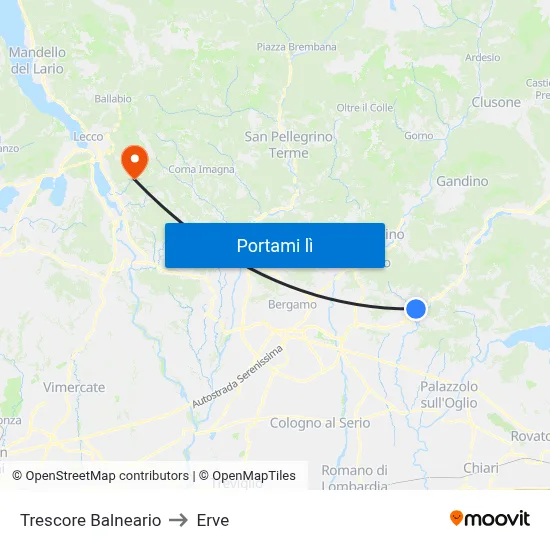 Trescore Balneario to Erve map