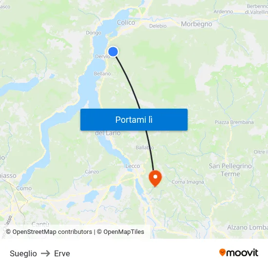 Sueglio to Erve map