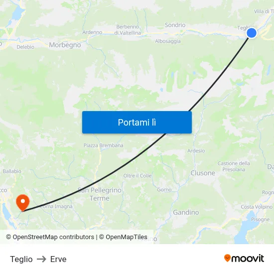 Teglio to Erve map