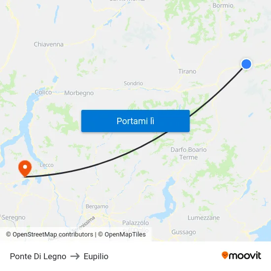 Ponte Di Legno to Eupilio map