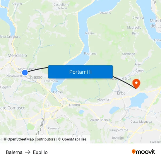 Balerna to Eupilio map