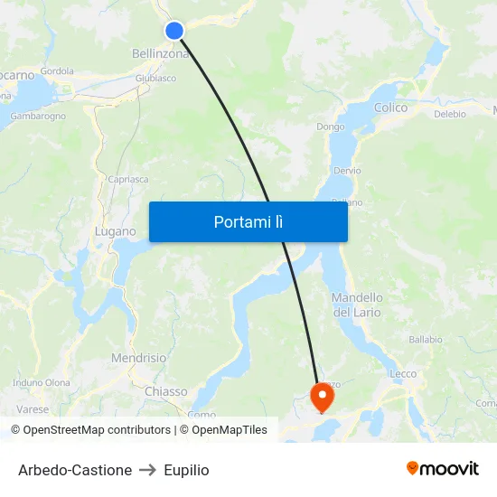 Arbedo-Castione to Eupilio map