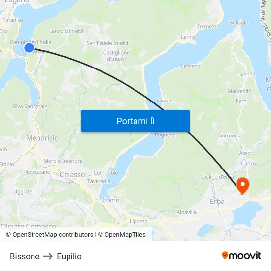 Bissone to Eupilio map
