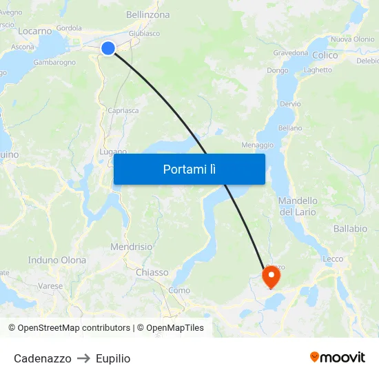Cadenazzo to Eupilio map