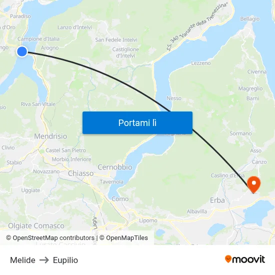 Melide to Eupilio map
