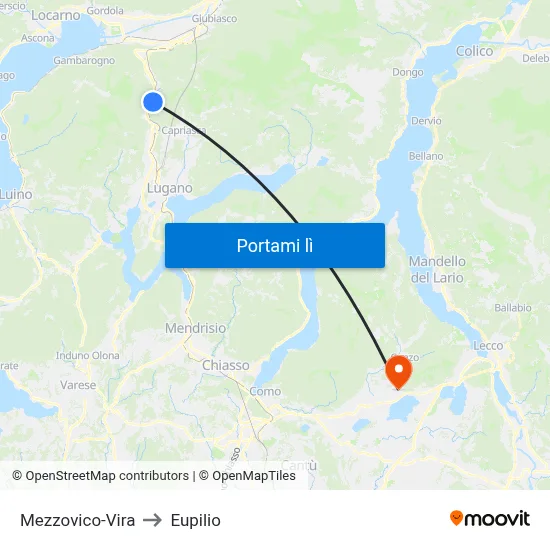 Mezzovico-Vira to Eupilio map