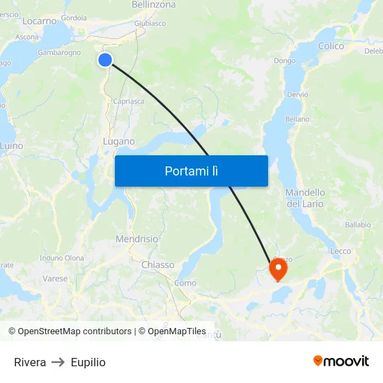 Rivera to Eupilio map