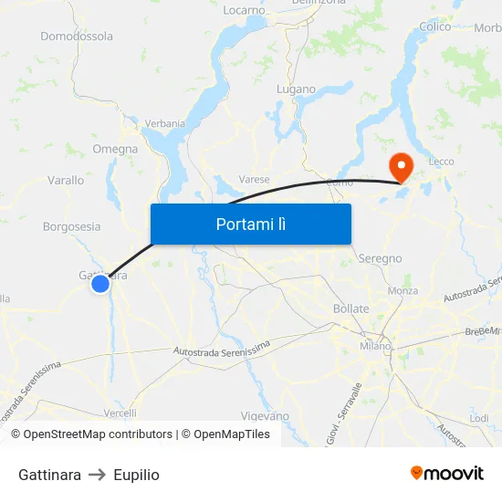 Gattinara to Eupilio map