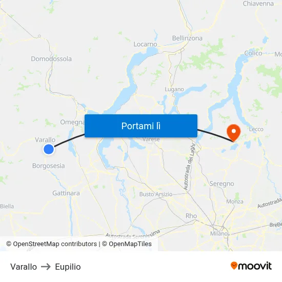 Varallo to Eupilio map