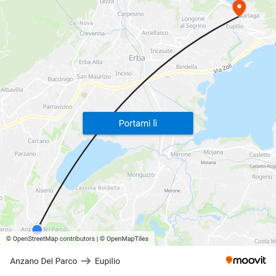 Anzano Del Parco to Eupilio map