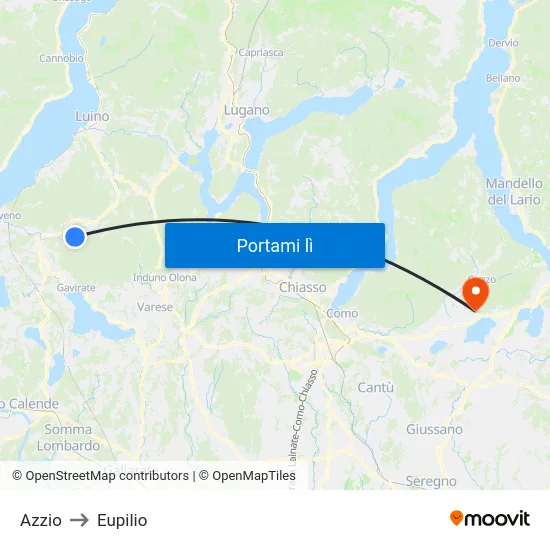 Azzio to Eupilio map