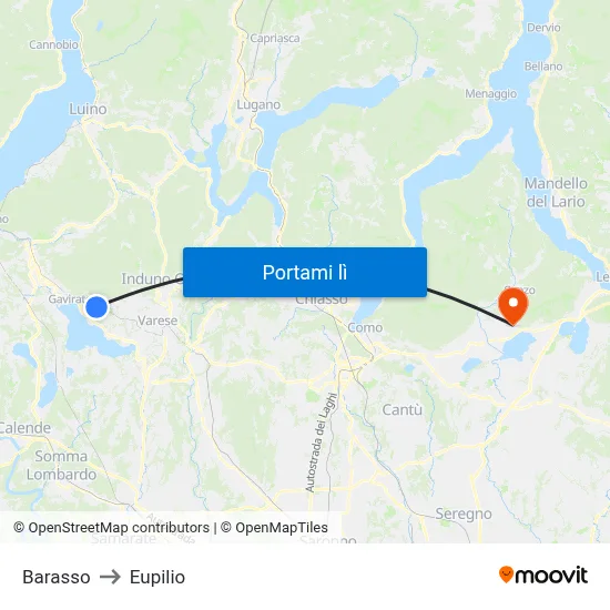 Barasso to Eupilio map