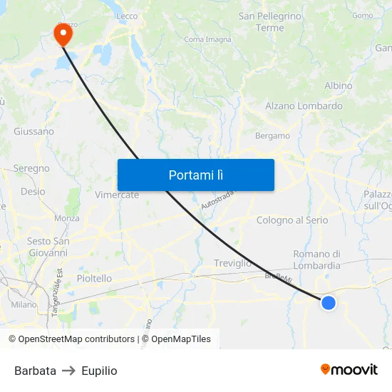 Barbata to Eupilio map