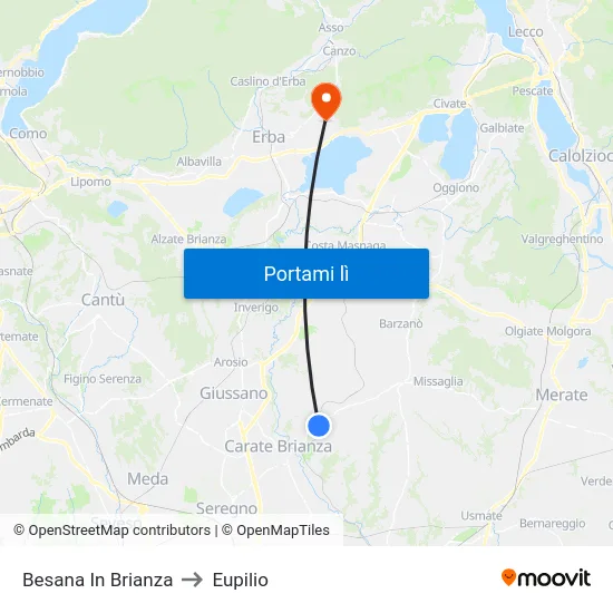 Besana In Brianza to Eupilio map
