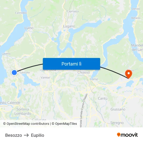 Besozzo to Eupilio map