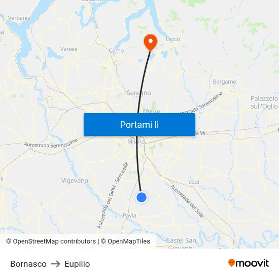 Bornasco to Eupilio map