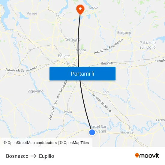 Bosnasco to Eupilio map