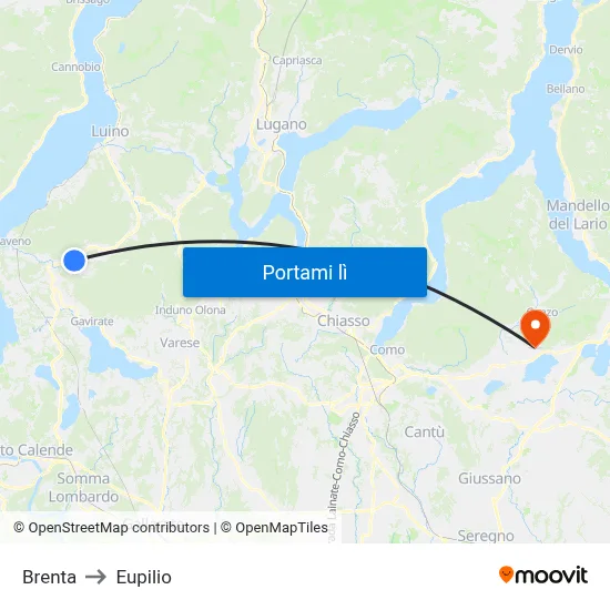 Brenta to Eupilio map