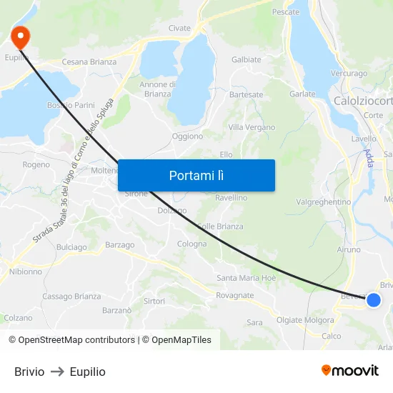 Brivio to Eupilio map