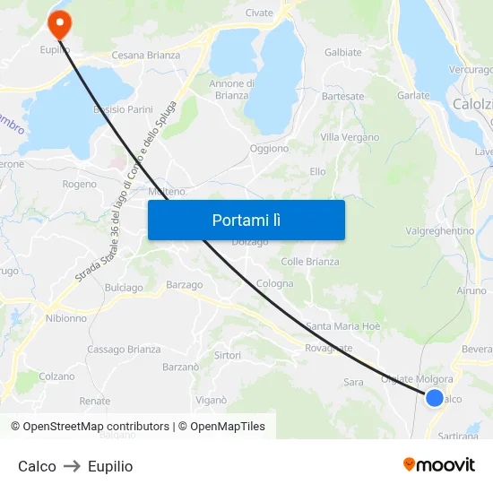 Calco to Eupilio map