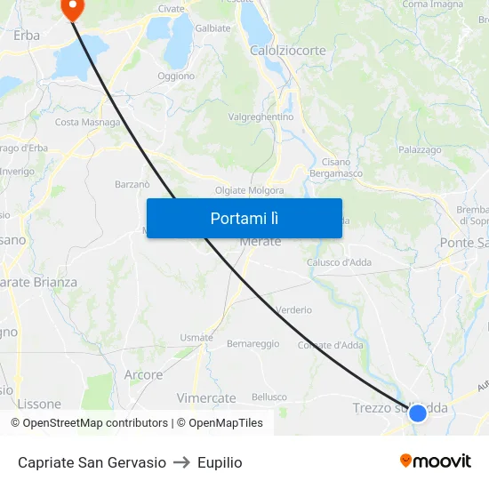 Capriate San Gervasio to Eupilio map