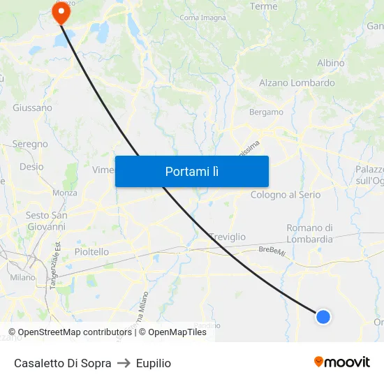 Casaletto Di Sopra to Eupilio map
