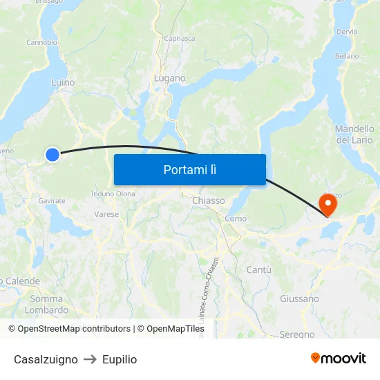 Casalzuigno to Eupilio map
