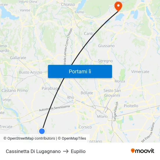 Cassinetta Di Lugagnano to Eupilio map