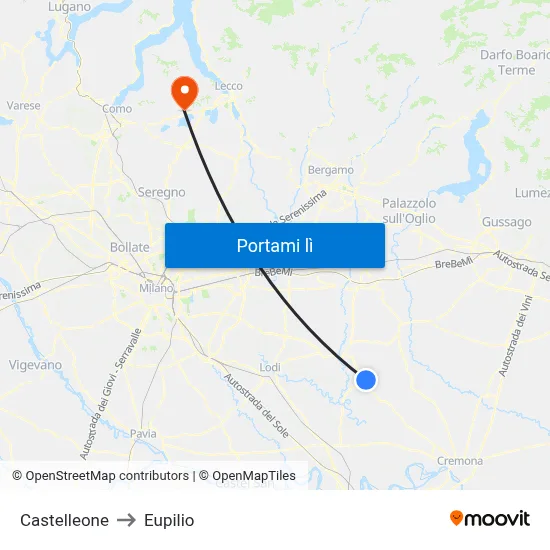 Castelleone to Eupilio map