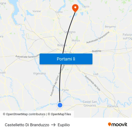 Castelletto Di Branduzzo to Eupilio map