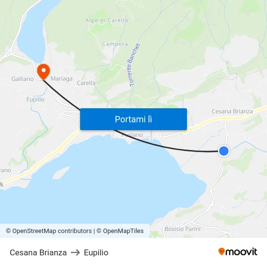 Cesana Brianza to Eupilio map