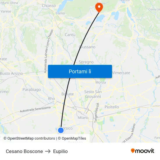 Cesano Boscone to Eupilio map