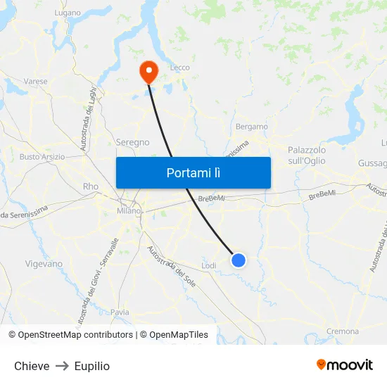 Chieve to Eupilio map