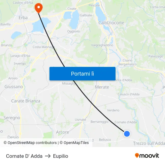 Cornate D' Adda to Eupilio map