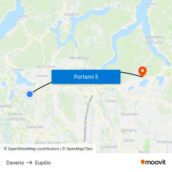 Daverio to Eupilio map