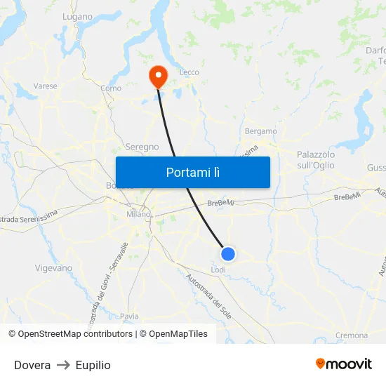Dovera to Eupilio map